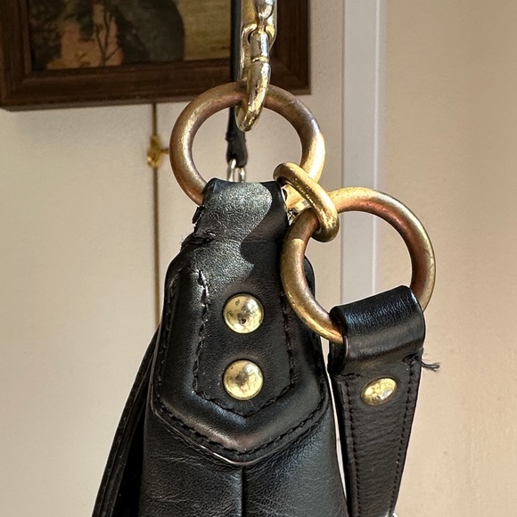 Coach Black Leather Shoulder Bag with Gold Accents - Picture 4 of 13